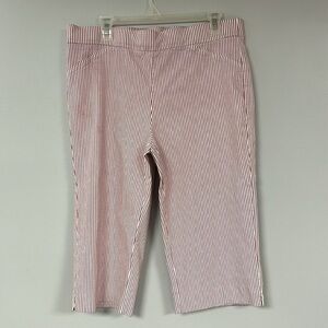 Jones New York Pull On Red & White Stripe Capri Pants, XL EUC!